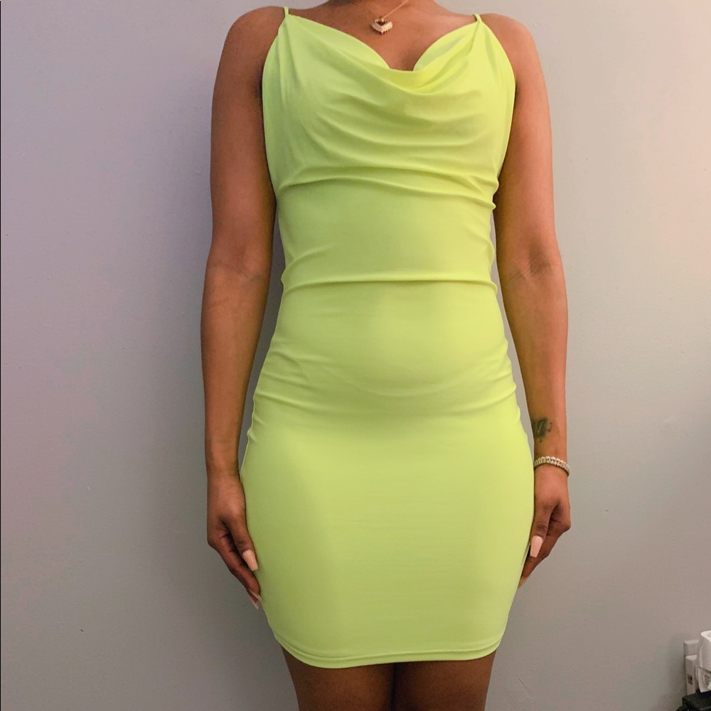 Neon green stretch dress